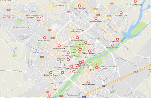 La Paeria activa un mapa de los desfibriladores municipales en la ciudad de Lleida